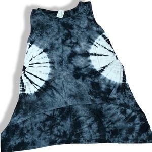 Loose Fitting Black And White American Age Tie Dye Tank Top